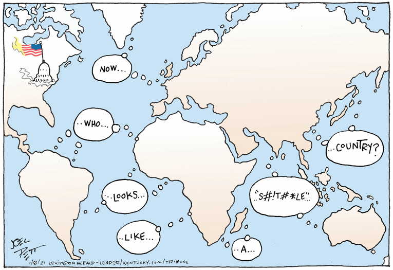 Political/Editorial Cartoon by Joel Pett, Lexington Herald-Leader, CWS/CartoonArts Intl. on Siege Ends, Biden Win Certified