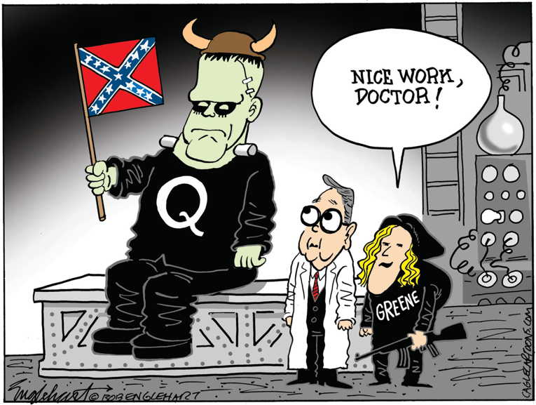 Political/Editorial Cartoon by Bob Englehart, Hartford Courant on Insurrection Continues