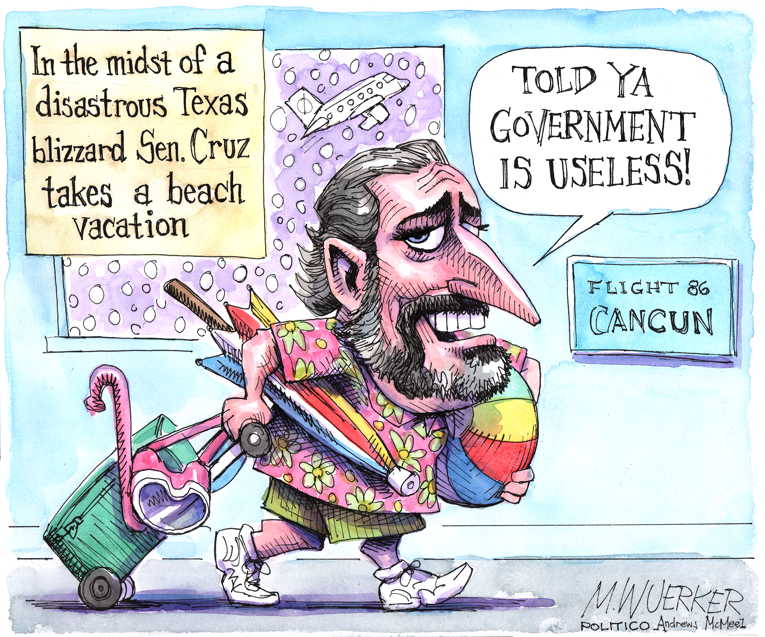Political/Editorial Cartoon by Matt Wuerker, Politico on Ted Cruz Evacuates