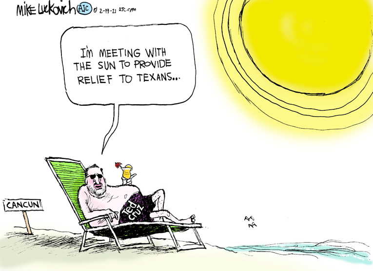 Political/Editorial Cartoon by Mike Luckovich, Atlanta Journal-Constitution on Ted Cruz Evacuates