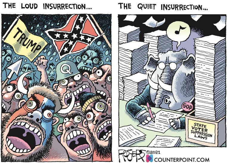 Political/Editorial Cartoon by Rob Rogers on Trumpublicans Aim for 2022