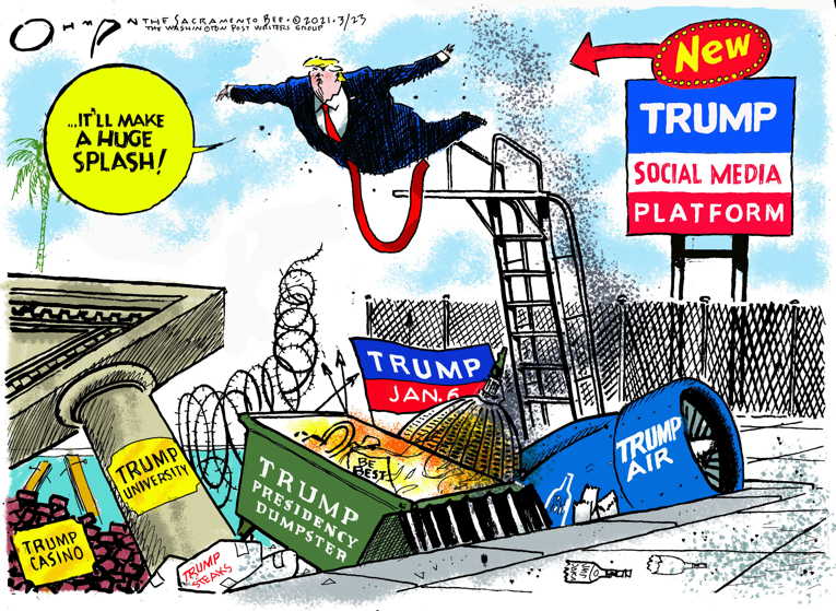 Political/Editorial Cartoon by Jack Ohman, The Oregonian on Trump Planning Next Move