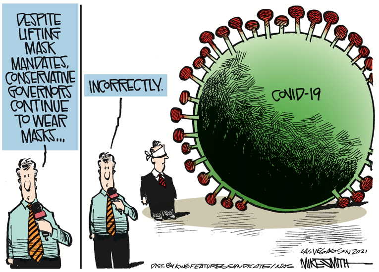 Political/Editorial Cartoon by Mike Smith, Las Vegas Sun on Covid Crisis Continues