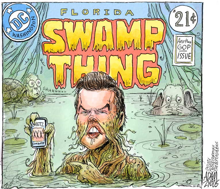 Political/Editorial Cartoon by Adam Zyglis, The Buffalo News on Gaetz Digs Deep