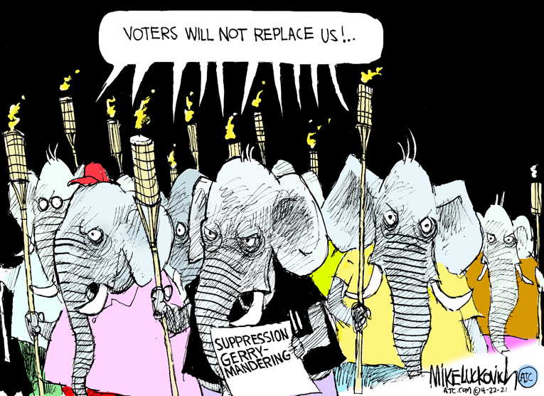 Political/Editorial Cartoon by Mike Luckovich, Atlanta Journal-Constitution on GOP Doubles Down