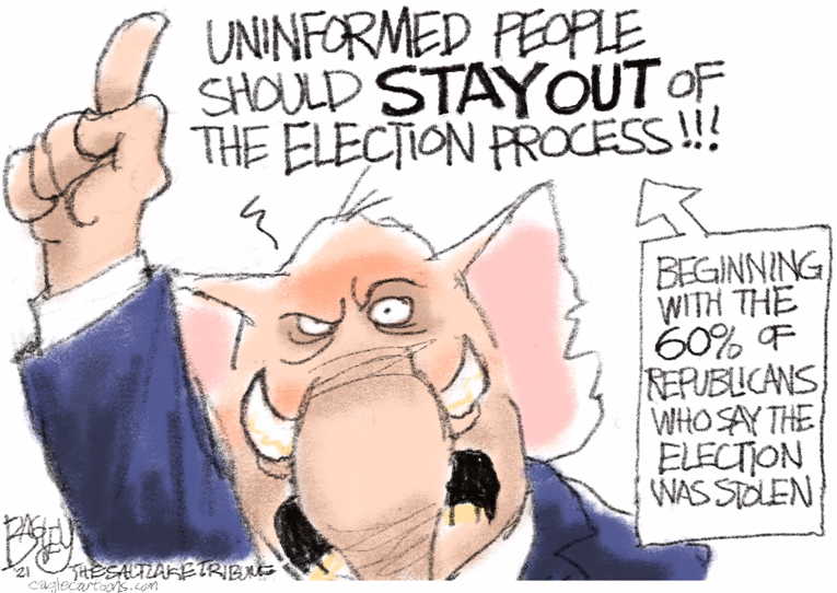 Political/Editorial Cartoon by Pat Bagley, Salt Lake Tribune on GOP Doubles Down