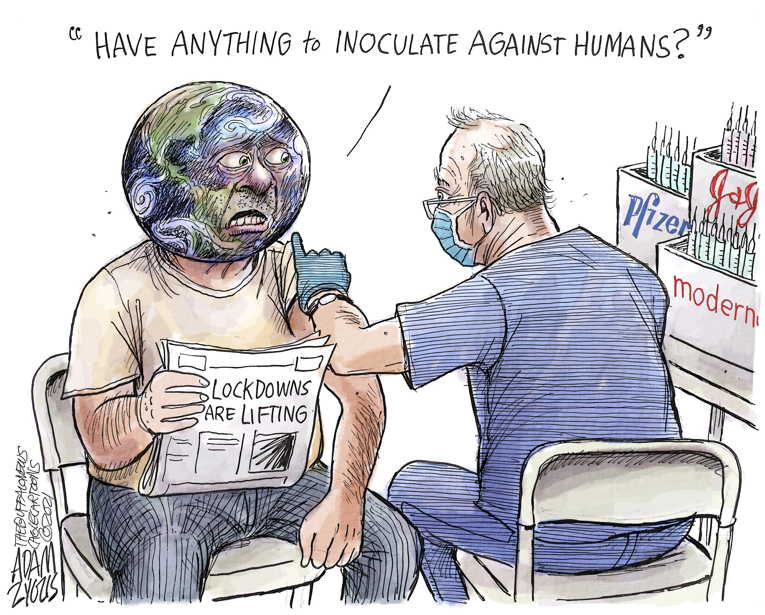 Political/Editorial Cartoon by Adam Zyglis, The Buffalo News on Covid Tipping Point Arrives