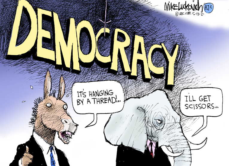 Political/Editorial Cartoon by Mike Luckovich, Atlanta Journal-Constitution on Biden Cautiously Optimistic