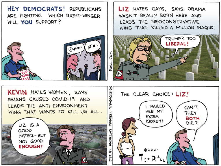 Political/Editorial Cartoon by Ted Rall on Liz Cheney Defiant