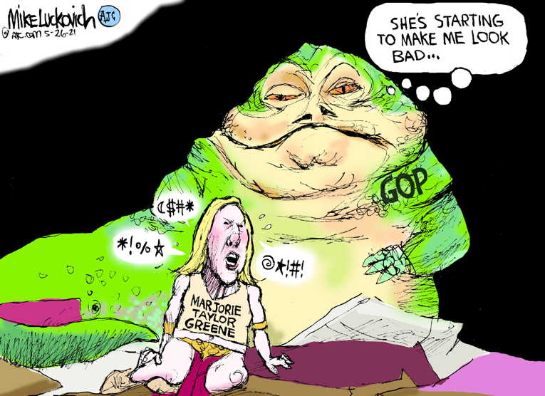 Political/Editorial Cartoon by Mike Luckovich, Atlanta Journal-Constitution on Greene Does Her Thing