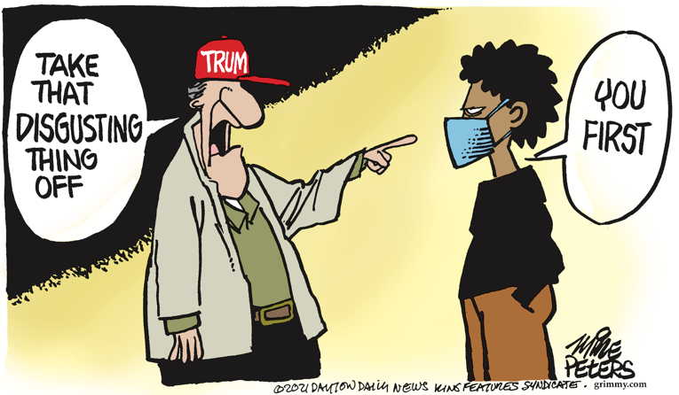 Political/Editorial Cartoon by Mike Peters, Dayton Daily News on Pandemic Enters New Phase