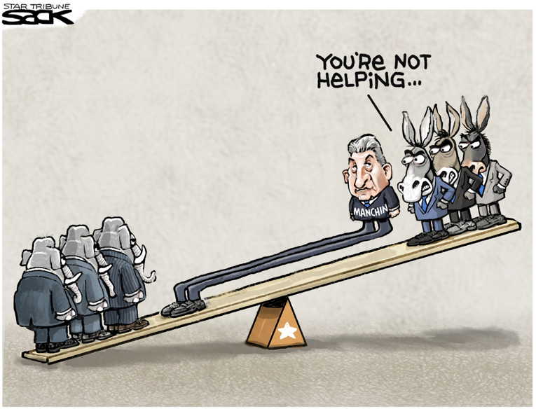 Political/Editorial Cartoon by Steve Sack, Minneapolis Star Tribune on Biden Agenda Stymied