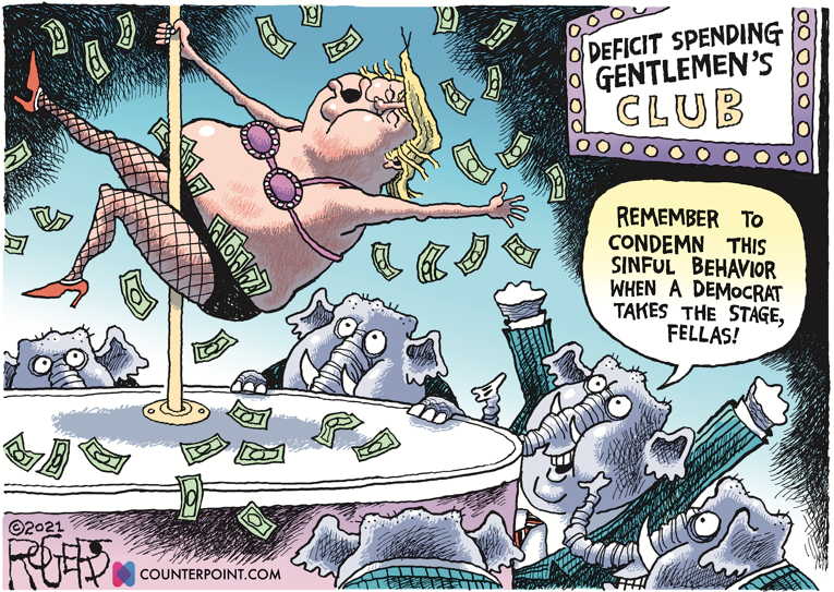 Political/Editorial Cartoon by Rob Rogers on Infrastructure Deal Stalls