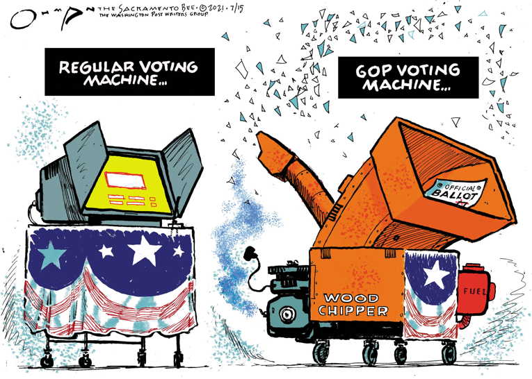 Political/Editorial Cartoon by Jack Ohman, The Oregonian on Infrastructure Deal Stalls
