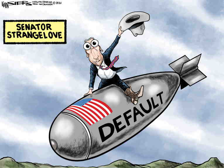 Political/Editorial Cartoon by Kevin Siers, Charlotte Observer on Debt Ceiling Impasse