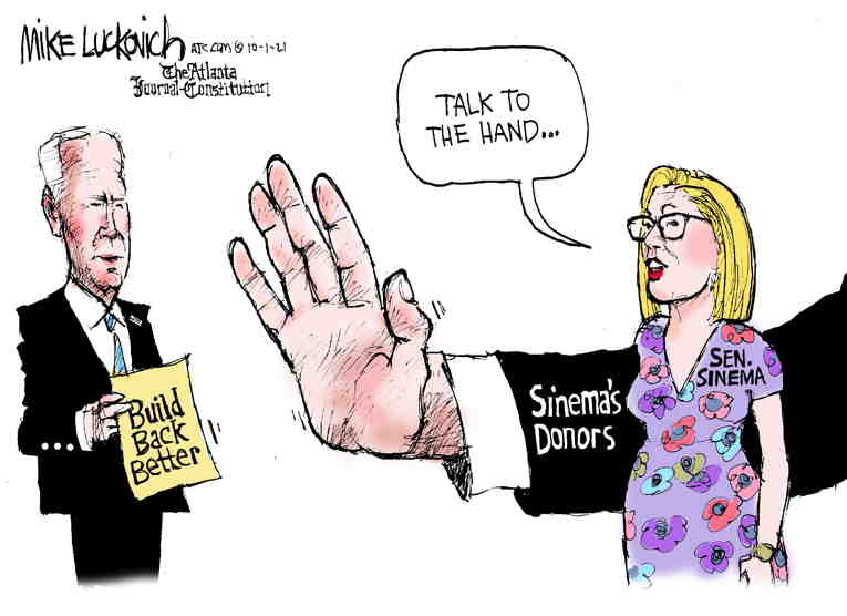 Political/Editorial Cartoon by Mike Luckovich, Atlanta Journal-Constitution on Bad Signs for Biden