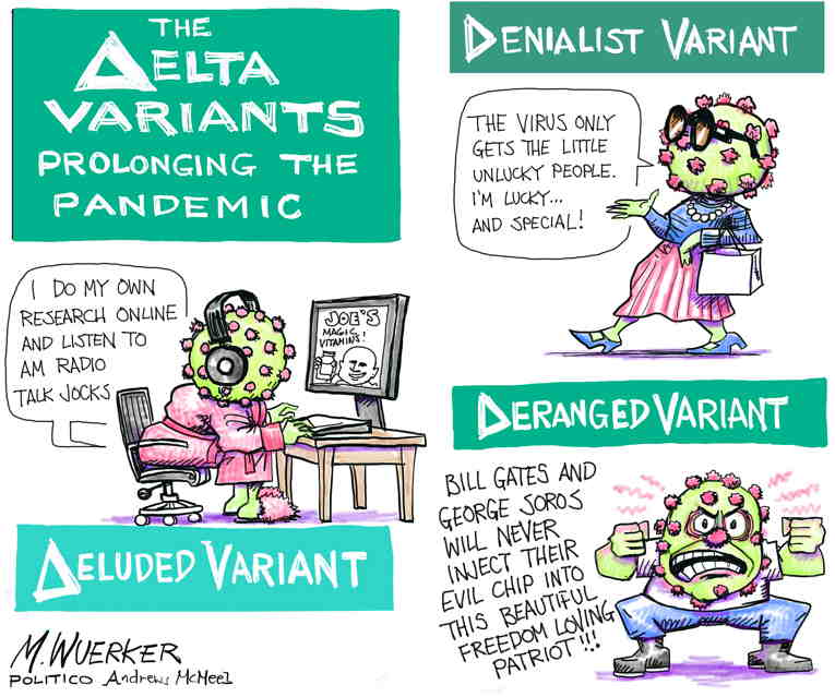 Political/Editorial Cartoon by Matt Wuerker, Politico on Anti-Vaxxers Persisting