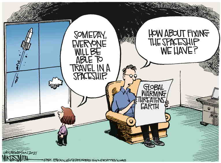 Political/Editorial Cartoon by Mike Smith, Las Vegas Sun on Climate Change Largely Ignored