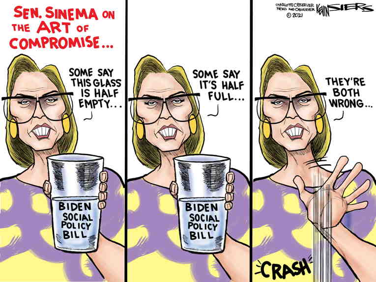 Political/Editorial Cartoon by Kevin Siers, Charlotte Observer on DINOS Sabotage Biden Plan