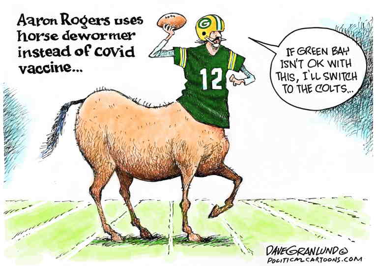 Political/Editorial Cartoon by on Aaron Rodgers Outraged