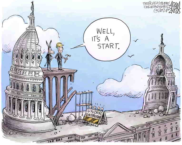 Political/Editorial Cartoon by Adam Zyglis, The Buffalo News on Biden Takes a Bow