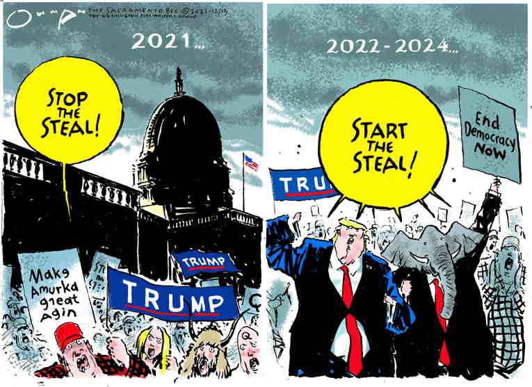 Political/Editorial Cartoon by Jack Ohman, The Oregonian on Jan. 6 Battle Rages
