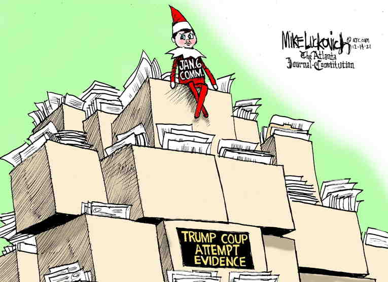 Political/Editorial Cartoon by Mike Luckovich, Atlanta Journal-Constitution on Jan. 6 Battle Rages