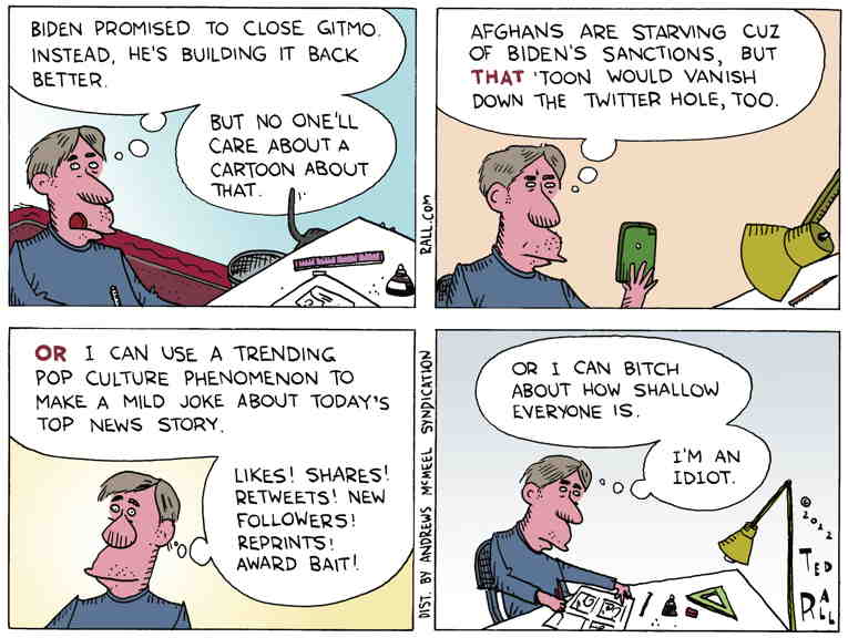 Political/Editorial Cartoon by Ted Rall on Biden Talks Tough