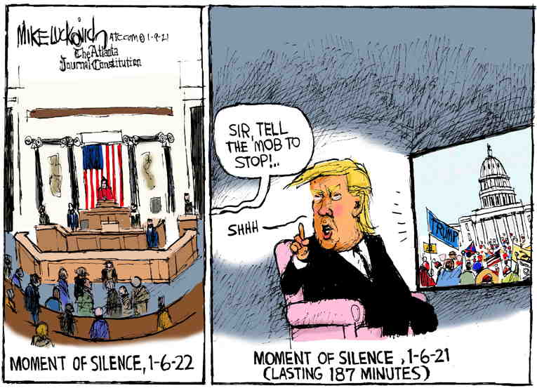 Political/Editorial Cartoon by Mike Luckovich, Atlanta Journal-Constitution on Jan. 6 Commemorated