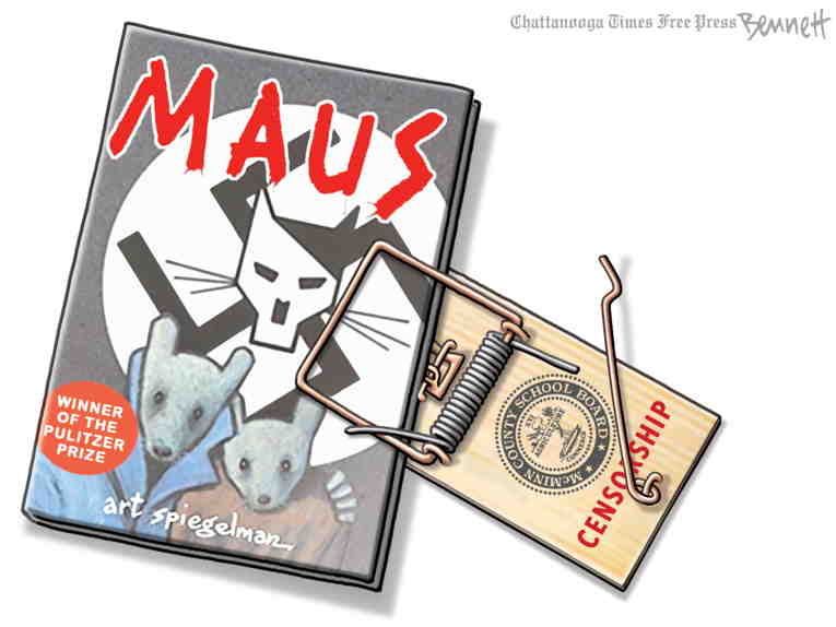 Political/Editorial Cartoon by Clay Bennett, Chattanooga Times Free Press on Books Banned