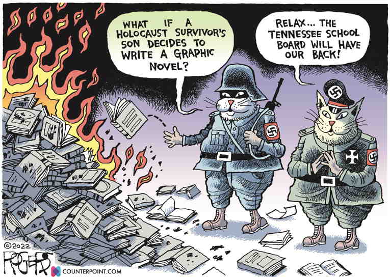 Political/Editorial Cartoon by Rob Rogers on Books Banned