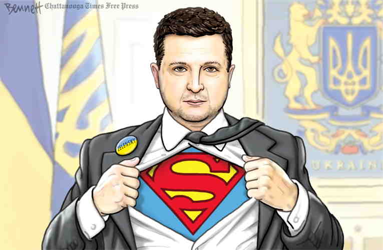 Political/Editorial Cartoon by Clay Bennett, Chattanooga Times Free Press on Russia Bombards Ukraine