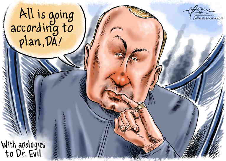 Political/Editorial Cartoon by Guy Parsons on Putin Promises De-escalation