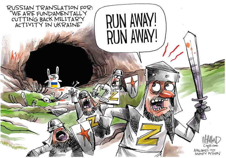 Political/Editorial Cartoon by Dave Whamond, Canada, PoliticalCartoons.com on Russian Offensive Stalls