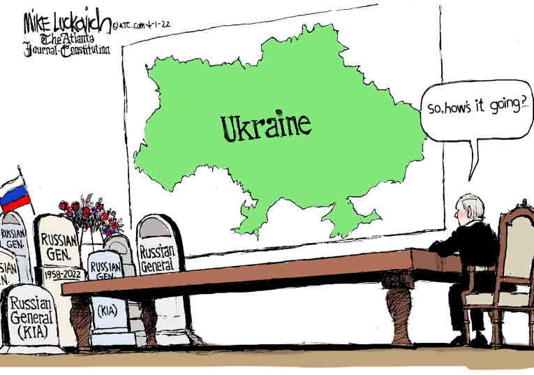 Political/Editorial Cartoon by Mike Luckovich, Atlanta Journal-Constitution on War Crimes Shock Planet