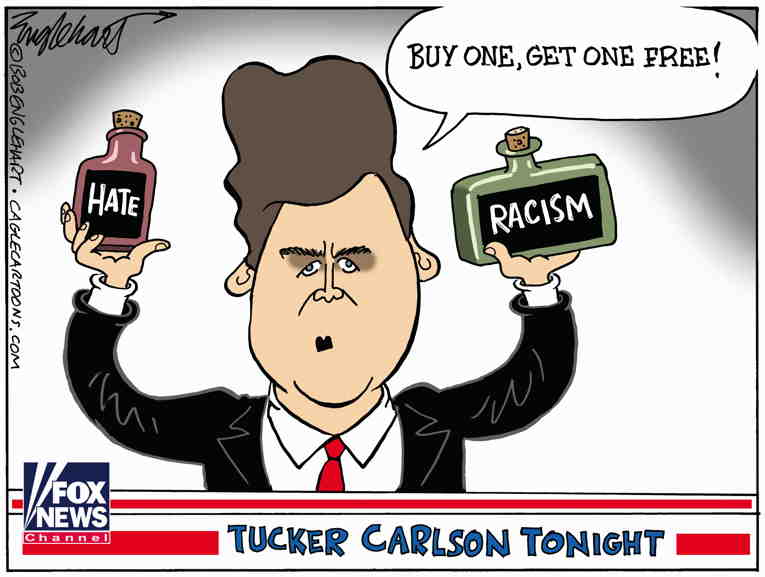 Political/Editorial Cartoon by Bob Englehart, Hartford Courant on Fox News Inspired Killer