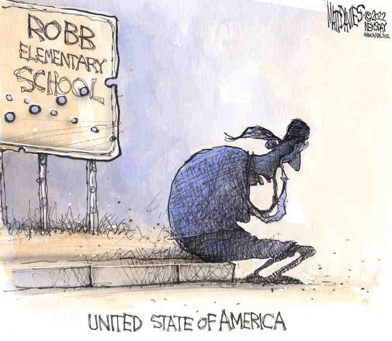 Political/Editorial Cartoon by Matt Davies, Journal News on School Shooter Kills 21