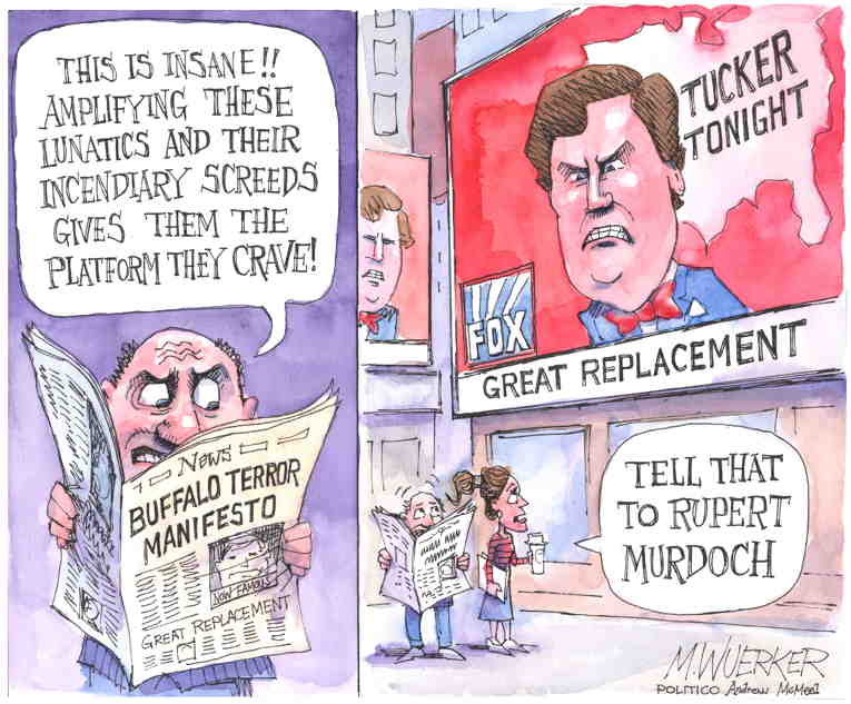 Political/Editorial Cartoon by Matt Wuerker, Politico on White Supremacists Double Down