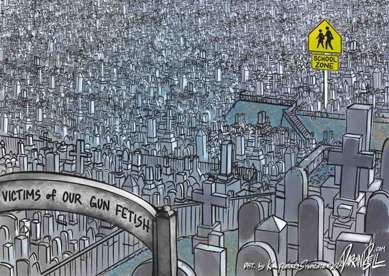 Political/Editorial Cartoon by Darrin Bell, Washington Post Writers Group on Family Members Mourn