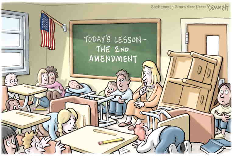 Political/Editorial Cartoon by Clay Bennett, Chattanooga Times Free Press on Family Members Mourn