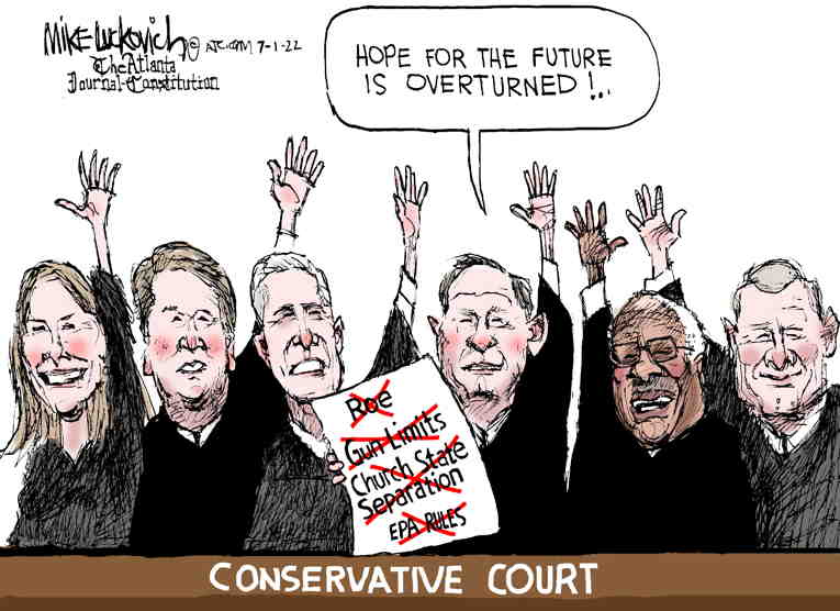 Political/Editorial Cartoon by Mike Luckovich, Atlanta Journal-Constitution on Zealots Seize Supreme Court