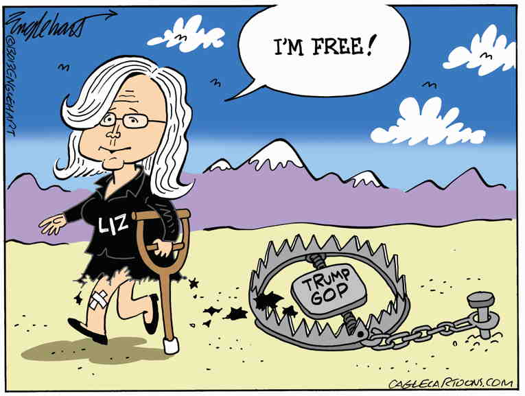 Political/Editorial Cartoon by Bob Englehart, Hartford Courant on Liz Cheney Defeated