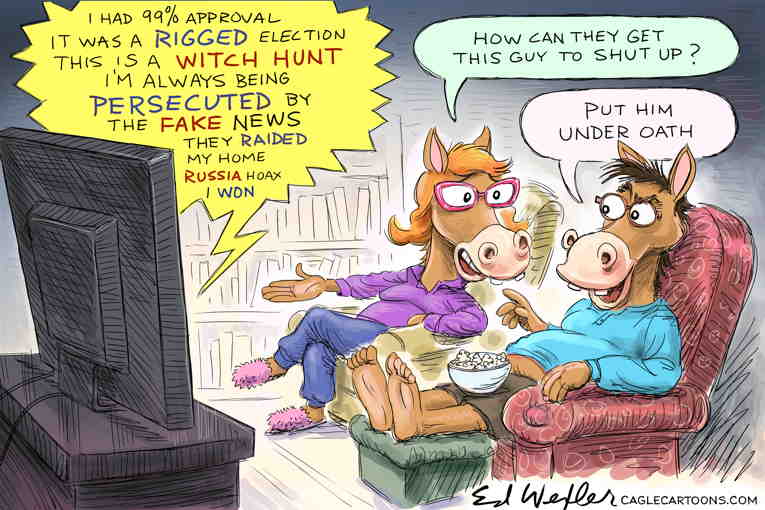 Political/Editorial Cartoon by Ed Wexler, PoliticalCartoons.com on Trump Pleads the Fifth