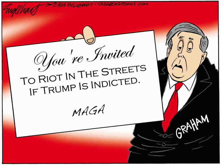 Political/Editorial Cartoon by Bob Englehart, Hartford Courant on Senator “Predicts” Violence