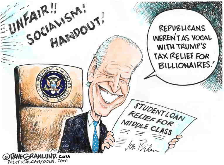 Political/Editorial Cartoon by Dave Granlund on Some Student Debt Forgiven