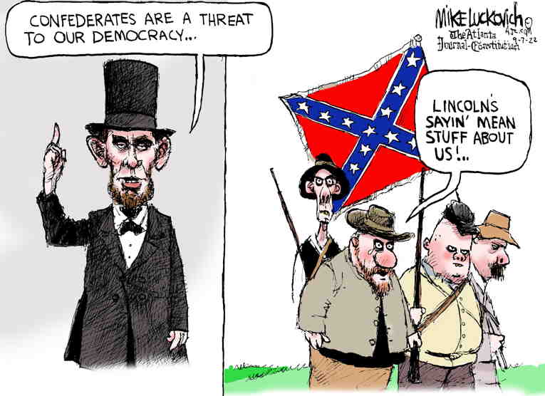 Political/Editorial Cartoon by Mike Luckovich, Atlanta Journal-Constitution on Joe Biden Hits Back