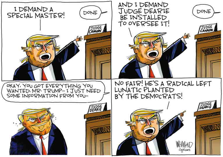 Political/Editorial Cartoon by Dave Whamond, Canada, PoliticalCartoons.com on Trump Unhappy With Special Master