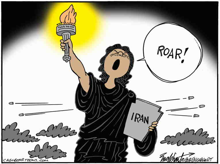 Political/Editorial Cartoon by Bob Englehart, Hartford Courant on Iran Protests Continue