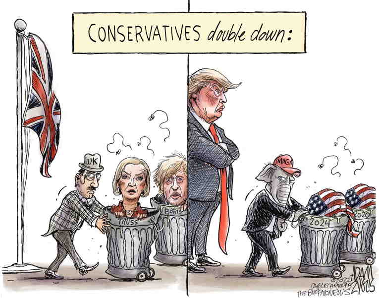 Political/Editorial Cartoon by Adam Zyglis, The Buffalo News on Liz Truss Out