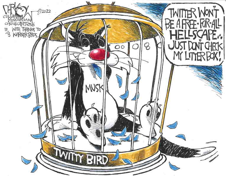 Political/Editorial Cartoon by John Darkow, Columbia Daily Tribune, Missouri on Musk Axes Half of All Employees